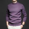 Novo Suéter Masculino Outono e Inverno Cor Sólida Anti-Pilling Lã Penteada Cardigan Tricotado Manga Longa Gola Alta Suéter Roupa Masculina