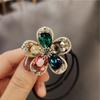 Estilo coreano Novo Flash Diamante Flor Cabeça Corda Rabo de Cavalo Menina Sênior Elegante Corda de Cabelo Bola Estilosa Anel de Cabelo Tendão de Borracha