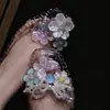 Sapatos de Gelatina Coreanos Flores para Sapatos ins Verão Novo Aglomerados de Flores Dopamina Acabamento com Contas Produto Acabado Borboleta DIY Acessórios para Sapatos com Buracos