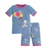 Roupa de Casa para Meninos Transfronteiriça Europeia e Americana Algodão Puro Costela Manga Curta Shorts Conjunto de Pijama Infantil de Comércio Exterior Cartoon para Meninas