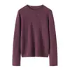 Nueva Camiseta Básica de Cachemira para Mujer Otoño/Invierno 100% Cachemira Cuello Redondo Sin Costuras Borde Enrollado Color Sólido Manga Larga