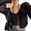 Suéter de cuello en V para mujer, delgado, nuevo para primavera y verano 2022, corto, estilo francés, explosivo, cárdigan exterior protector solar