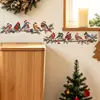 Fun-b369 Sombrero de Navidad de Rama de Pino Pintada Pajarito Habitación Sala de Estar Entrada Decoración Embellecimiento del Hogar Pegatina de Pared Autoadhesiva