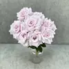 Flor de simulación flor de rosa artificial 9 cabezas ramo de rosa de diamante simulación con hojas decoración de boda mueble del hogar flor artificial