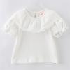 Ropa para niños primavera y otoño bebé camiseta básica blanca encaje solapa grande camiseta de bebé niña suave transpirable top para niña