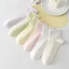 Meias 100% Algodão Puro, Meias Curtas Finas de Verão para Mulheres, Antibacterianas, Desodorantes, Absorventes de Suor, Respiráveis, Meias Curtas Doces e Versáteis para Primavera e Verão