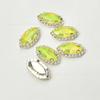 7x 15mm Moca Ojo de Caballo Cosido a Mano Diamante Garra de Cobre Borde Plateado Diamante DIY Ropa Zapato Bolsa Hebilla de Cristal Accesorios de Joyería