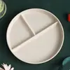 Conjunto de Prato Triplo de Palha de Trigo Prato de Jantar Redondo Quantitativo Redução de Gordura Prato de Jantar Doméstico Impermeável Prato de Frutas Prato de Café da Manhã Venda por Atacado