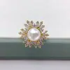 Anillo de Perla de Agua Dulce Natural Zhuji, Joyería de Perlas Copo de Nieve Totalmente Incrustada con Circonita de Alta Gama, Accesorios de Mano de Moda, Suministro al por Mayor
