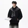 Chal de Cuadros Americanos Sudadera Falsa de Dos Piezas para Hombres y Mujeres en Primavera y Otoño Nueva Marca de Moda Suelta Casual Chaqueta Pesada con Capucha
