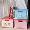 Caja de Almacenamiento Plegable para Cosméticos de Dibujos Animados Japoneses Melody Kurome Caja de Almacenamiento de Escritorio de Plástico a Prueba de Polvo con Tapa