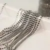 Corrente de garra com strass de garra densa de cor de broca de cor de fundo prateado corrente de garra de strass corrente de garra de broca de vidro de cristal material de decoração de acessórios DIY