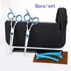 AliExpress Explosões Tesouras de Barbeiro Aço Inoxidável 6 polegadas Dentes Planos Prendedor Prendedor de Tecido Ferramenta de Corte de Cabelo - Conjunto de 8 Peças