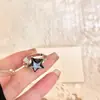Anillo Abierto de Piedra Ojo de Gato Estrella para Mujer, Anillo para Dedo Índice de Pareja con Personalidad Dulce y Fresca, Anillo de Diseño de Nicho a la Moda