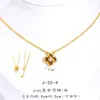 Tienda de Oro Mismo Estilo Chapado en Oro Incrustado de Diamantes Piedra Ojo de Tigre Trébol de Cuatro Hojas Conjunto de Collar, Pulsera y Aretes, Lujo Ligero, Sensación de Gama Alta, Versátil