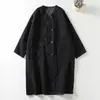 2026 Nuevo Estilo Artístico Algodón y Lino Talla Grande Vintage Cárdigan Bata Abrigo de Algodón Chaqueta