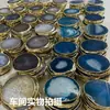 Posavasos Creativo y Personalizado de Ágata con Borde Dorado Electroplateado Exportado a Estados Unidos Decoración del Hogar Almohadilla Aislante Mantel Azul