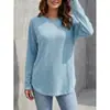 Outono Inverno Novo Estilo 2026 Europeu Americano Transfronteiriço Roupas Femininas Cor Sólida Casual Solto Gola Redonda Bainha em Arco Alta Baixa Top Feminino
