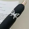 Anel Aberto Sonhador Tridimensional de Borboleta Gradiente Azul e Branco Esmalte Zircônia para Meninas, Design de Nicho Anel Empilhável