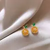 Aguja de Plata S925 Microincrustada con Aretes Naranja Diseño para Mujer Pendientes de Nicho Sentido Avanzado Lujo Ligero Joyería para Orejas Única Exquisita