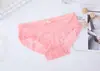 Roupa íntima feminina japonesa simples e fofa de algodão respirável com renda e laço, calcinha de renda vazada na cintura 017-