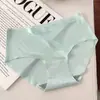 Pantaletas sexys sin costuras de seda helada para mujer, pantaletas de una sola pieza, transpirables de cintura media, bragas triangulares para mujer