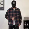 Camisa de manga larga a cuadros retro estilo americano, camisa de manga larga holgada para hombre para primavera y otoño, prenda exterior juvenil estilo japonés ins