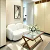 Sofá color crema para salón de belleza, sofá para sala de estar, adecuado para apartamentos pequeños, diseño de línea recta, estilo nórdico minimalista, sofá de recepción para tienda de ropa, sofá popular de celebridad de internet, sofá doble