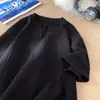Camiseta de Manga Corta con Cuello en V y Textura para Hombre, Nueva Tendencia de Verano, Ropa de Alta Gama Ajustada, Top Holgado y Versátil de Media Manga