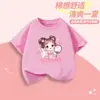 Camiseta de Algodón Puro 2026 Nuevo Estilo de Verano para Niñas, Holgada y Sencilla Cuello Redondo Dibujo Animado Lindo Manga Corta, Ropa Infantil Moda para Niños