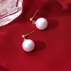 Diseño avanzado sensación aretes de perla gota de agua nueva moda Corea del Sur celebridad de internet temperamento aretes de pin de plata aretes para mujer venta al por mayor