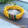 Pulsera de jade cuarzo tres anillos oro jade cuentas violetas cuentas cuentas amarillo cera de abeja fila de mano suministro de jade vivo