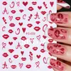 Pegatinas para Uñas Artísticas de San Valentín con Nuevo Brillo Transfronterizo, Brillo Fino Ins, Labios Rojos Románticos, Corazón, Pegatinas Adhesivas DIY para Uñas