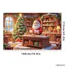 Tela de fondo navideño en stock, lista para enviar, con impresiones de alta definición de Papá Noel, muñecos de nieve y renos, perfecta para decoraciones navideñas