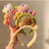 Novo desenho animado marrom urso fofo faixa de cabelo pelúcia rosto lavar maquiagem aplicar máscara outono e inverno faixa de cabelo feminino faixa de cabeça cabelo