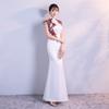Vestido de Noite 2026 Novo Estilo Apresentador Estilo Chinês Cauda de Peixe Cheongsam Slim Longo Palco Performance Coro Fantasia