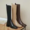 Botas altas de lana tejida elástica ajustadas retro para mujer, botas calcetín de tubo alto hasta la rodilla con tacón grueso, botas largas para otoño e invierno