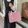 Bolso de Boda Nuevo Estilo Guofeng Gran Capacidad Bufanda de Seda Simple Personaje Feliz Portátil Bolso de Mano para Mujer Regalo de Dama de Honor Bolso Tote de Lona