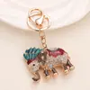 Elefante de Diamante de Cristal Llavero de Metal para Coche Creativo Exquisito Lindo Regalo Nicho Colgante de Bolso de Gama Alta
