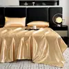 Sábana de Hielo Lavable de Verano Pieza Única Sensación Fresca Color Sólido Cama Individual Dormitorio Estudiantil Funda de Almohada de 1.5m Juego de Tres Piezas