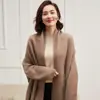 Cárdigan de Punto de Cachemira con Cuello en V para Mujer, Otoño e Invierno, de Longitud Media, sin Botones, con Bolsillo, Holgado, Estilizador, Estilo Casual