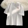 Camiseta Masculina de Algodão Branca de Manga Curta Verão Fina Estilo Americano Marca Tendência Solta Gola Redonda Pesada plus size Top Casual