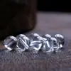 Cristal branco natural contas soltas, contas redondas com furos, peças de cristal semiacabadas, contas transparentes individuais para pulseiras de miçangas artesanais DIY