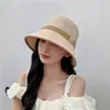 Nuevo Sombrero de Sol de Estilo Coreano para Verano con Protección Solar para Mujer, Sombrero de Pescador Plegable Tejido, Favorecedor para Rostros Pequeños, Transpirable