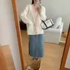 Cárdigan de Punto con Bolsillo de Piel Sintética de Visón para Mujer 2025 Otoño e Invierno Nuevo Estilo Botones de Colores Estilo Chanel Versátil Abrigo Suéter para Mujer Tendencia
