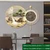 Pintura Decorativa para Restaurante con Reloj de Pintura de Luz Pintura Redonda de Paisaje Pintura Colgante para Sala de Estar Mural para Pared de Entrada Pintura China