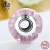 Europa y Estados Unidos suministro popular cuentas de vidrio de burbuja rosa plata de ley S925 decoración de hilo de vidrio fábrica directa Y SCZ025