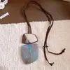 Colgante de Tablero de Cuerno Cuadrado Irregular Collar Retro Sensación de Lujo Ligero Cadena para Suéter Adorno de Collar Estilo Étnico Retro Mujer