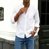 Em Estoque 2026 Novo Modelo Amazon Ebay Mais Vendido Camisa Masculina Manga Longa de Algodão e Linho Masculina Manga Longa Cor Sólida Roupas Masculinas Transfronteiriças
