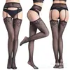 Meias-calça de Suspensório para Plus Size Comércio Exterior Transfronteiriço Sexy Jacquard Vazado Calças Rede de Pescar Europeias e Americanas Sedução Transfronteiriça Meias-calça de Suspensório Sexy